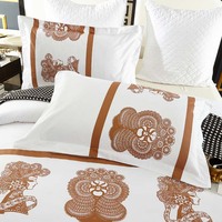 Ensemble de couette de luxe 100% coton taie d'oreiller 300TC draps blancs hôtel Simple pour un usage domestique tissé uni