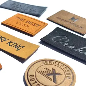 Custom Heat Press Leather Patches Garment Embossed LOGO Iron On Custom Pu Leather Label Tag Leather Patch For Clothing