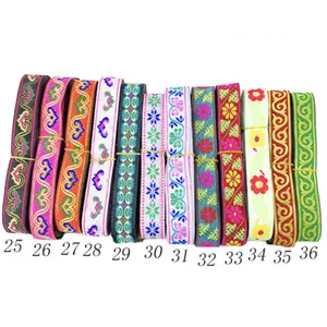Hot Sell Width 2CM 7 Meters Long Ethnic Style Webbing Trim Embroidered Ethnic Lace Jacquard Trim
