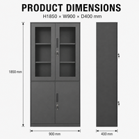 Armoire de classement métallique pour bureau, armoire de rangement en acier avec porte vitrée, armoire à documents verrouillable, étagères réglables, école, atelier