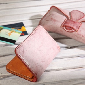 2025 New Handmade Genuine Cowhide <b>Leather</b> Card Holder Vegetable <b>Tanned</b> with Mist Wax Original Coin <b>Purse</b> Design - Product Image 4