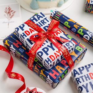 Happy Birthday <b>Wrapping</b> <b>Paper</b> Roll 17 Inch X 16.5 Ft Double Side Colorful Gift Craft <b>Paper</b> Reversible - Product Image 3