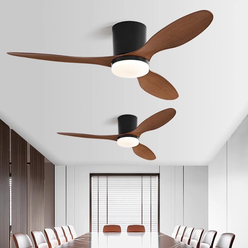 2025 New Modern Commercial Ceiling Fan Lamp Dimmable Remote Control LED Chandelier 6-Speed Low Profile Living/Dining Room ABS