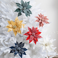 Bunga Buatan Beludru Kristal Es Berlapis Salju Gaya Eropa DIY Dekorasi Natal