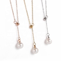 Bijoux de luxe en acier inoxydable en forme de Y collier de perles pour filles femmes collier pendentif de perles plaqué or 18 carats