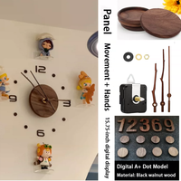 Kits d'horloges à quartz DIY 5168, modernes, silencieux, carrés, en bois, aiguilles d'horloge en plastique ABS, dessin animé, noyer, hêtre, décoration intérieure, piles