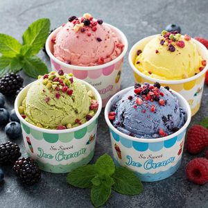 Vaso desechable personalizado de 8 oz para helado, cono de gofre, postre, yogur, tarta de queso, tazón para helado - Product Image 5