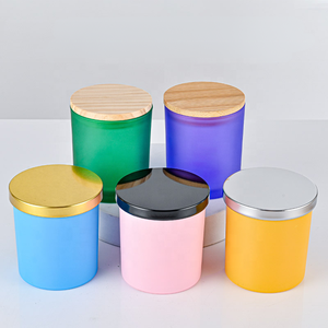 200ML Empty Brown Color Glass Memorial Candle Holder <strong>Cup</strong> for Wedding Home Decoration with Wooden Lid - Product Image 6