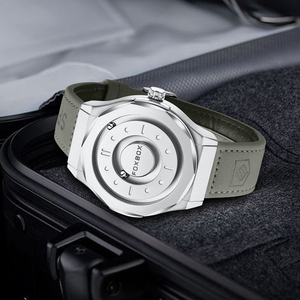<span class=keywords><strong>Montre</strong></span> à lévitation magnétique simple pour <span class=keywords><strong>homme</strong></span> avec cadran gris de 43 mm en <span class=keywords><strong>cuir</strong></span>, dessin animé, avec boule flottante 3D, étanche, boîte cadeau - Product Image 4