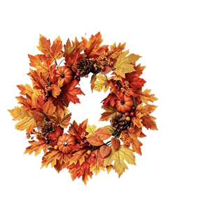 Bestseller Transfrontaliero: Decorazione Murale Stile Fattoria con Ghirlanda di Foglie d'Acero, Fiori di Schiuma, <span class=keywords><strong>Zucca</strong></span> e Bacche per il Ringraziamento - Product Image 1