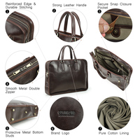 Porte-documents en cuir pleine fleur Contact's pour homme, sac pour ordinateur portable 16 pouces avec fermeture à pression, sac de travail professionnel, doublure en toile de coton
