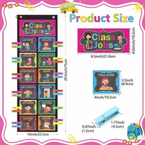 Tablero de tareas para el aula con tarjetas, clips y ganchos para ayudantes de clase de 6 a 8 años - Product Image 2