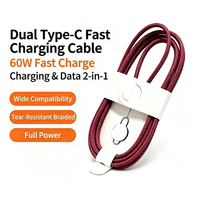 Câble de charge rapide USB-C, cordon de chargeur tressé Type-C PD pour transfert de données pour iPhone 18/17/16/15, iPad, tablette, rouge cerise