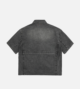 Custom <strong>Men's</strong> Washed Short Sleeve <strong>Denim</strong> <strong>Shirt</strong> Button Down Chest Pocket Boxy Fit Breathable Anti-Wrinkle Summer Casual Streetwear - Product Image 2