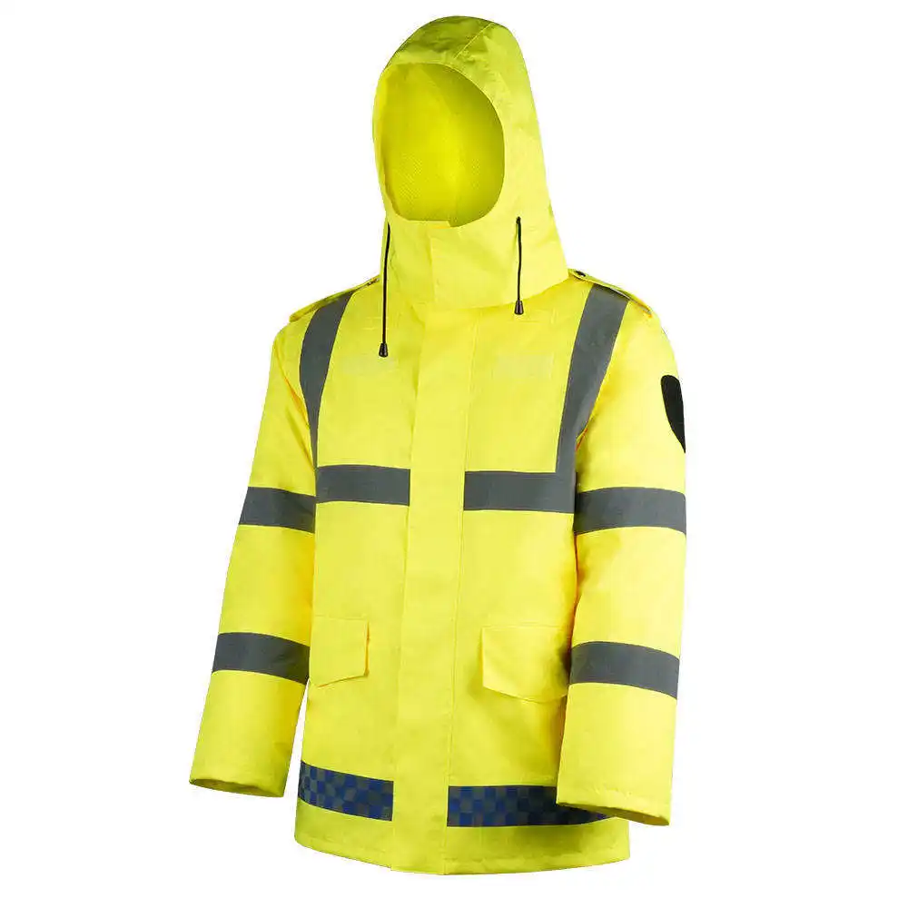 2 parça tulum üniforma Hivis inşaat giyim yansıtıcı yağmurluk için yağmur ceket su geçirmez kumaş