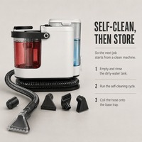 Machine commerciale de nettoyage de tissus et de tapis 3-en-1, réservoir propre de 1300ml, lavage à l'eau chaude et à la vapeur, puissance d'aspiration de 1200W 13KPa