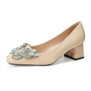 Zapatos de Tacón de Terciopelo para Mujer 5688C-179, Tacón Grueso, Punta Cuadrada, Decorados con Lazo, Tacón Medio, Cómodos y Elegantes - Product Image 4