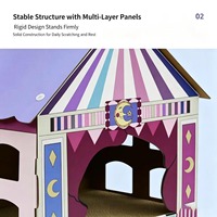 Mobilier pour animaux de compagnie : Maison-griffoir pour chat en carton ondulé, design tente de cirque, avec plusieurs fenêtres, tapis à griffer, espace de jeu et cachette, sans désordre