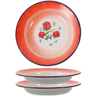 3pcs Plat alimentaire jetable de luxe vintage en métal émaillé Plateau de service à pizza Contenants à salade Plateau de fruits pour le camping 100pcs