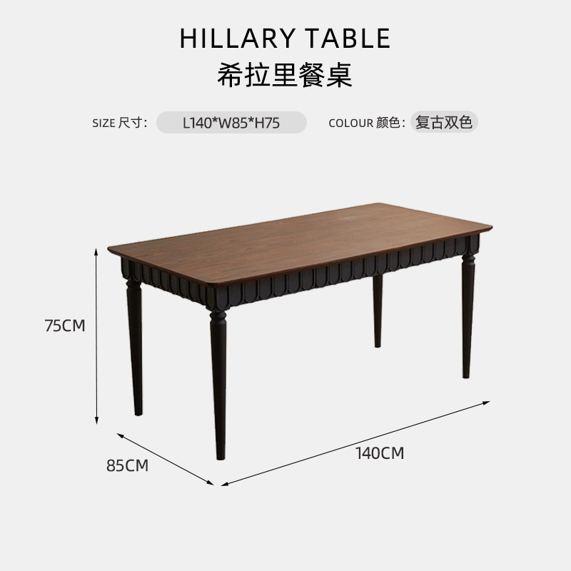 Table à manger rétro bicolore Hillary Clinton (1,4 m)