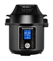 Casserole multifonctionnelle 2 en 1 avec boîtier en acier inoxydable et fonction de friture à l'air 6L