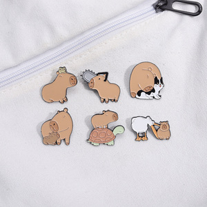 Kustom lucu Capybara Enamel pin kartun hewan perhiasan kerah lencana bros Souvenir untuk anak-anak dan teman Casting Teknik - Product Image 1