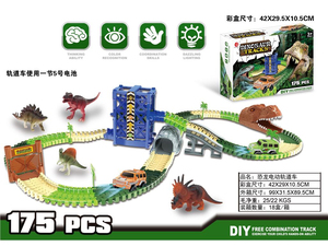 Dinosauri treno giocattoli, 216 pz dinosauro corsa auto parco pista con 7 dinosauri Jurassic dinosauro mondo, molteplici tracce di cambiamento - Product Image 2