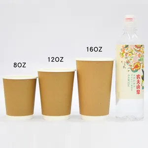 Vietnam Factory Direct Sales 12oz Disposable Kraft Paper Hollow Cup Coffee Cup Commercial With Cup Lid