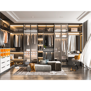 Phong cách Ý mở cloakroom U hình dạng tủ quần áo tủ kim loại cửa kính đi bộ trong tủ quần áo tủ quần áo - Product Image 6