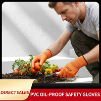Oranye 300 #   Sarung Tangan PVC Setengah Celup, Tahan Lama, Tahan Air, Minyak, Asam-Alkali untuk Pekerjaan Industri
