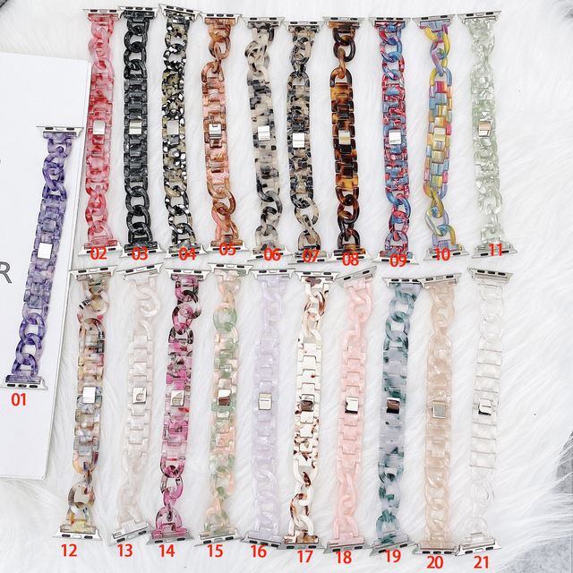 Luxury High-end Atmosphere Stainless Fashion Resin Quick Release Watch Band for Iwatch Bracelet Watch Strap for Apple Series 7
