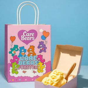 Custom Printed Eco-Friendly Durable <b>Biodegradable</b> Kraft Paper Ice Cream Bag with Heavy Duty Handle for Food <b>Packaging</b> - Product Image 3