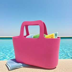 女性用高級トートハンドバッグ卸売ポータブルシリコーンビーチバッグ防水ショッピング旅行ピクニック用キャンディーパターン - Product Image 4