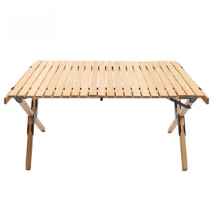Mesa dobrável de madeira para acampamento, mesa portátil para acampamento, acampamento, caminhada, rolo de bolo, mesa de praia e jantar, preço de fábrica