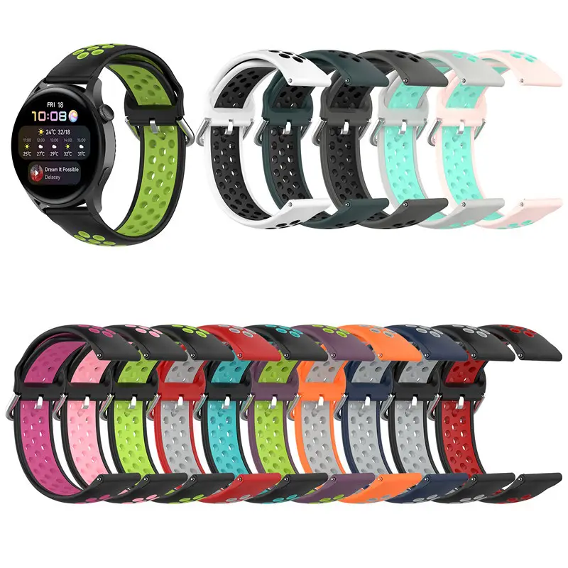 Silicone 22MM Wristbands For Samsung Galaxy Watch 46mm Gear S3 Classic/Frontier Galaxy Watch 3 45mm Bracelet For Huawei GT Strap