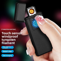 Nouveau briquet tactile rechargeable par USB, allumage double face, coupe-vent, ultra-fin, portable, idéal comme cadeau