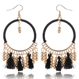 ต่างหูพู่ห้อยสไตล์โบฮีเมียน ชุบทอง เชือกป่าน แฟชั่นสำหรับผู้หญิง เครื่องประดับสำหรับงานปาร์ตี้ สไตล์โบฮีเมียน - Product Image 1
