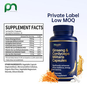 Suplementos Herbales para Hombres, Ginseng, Cordyceps Militaris, Cápsulas Veganas Bajas en Azúcar para Energía Diaria, Refuerzo del Sistema Inmunológico, OEM - Product Image 2