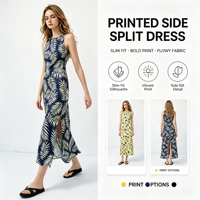 Robe longue sans manches en lin, brodée de fleurs vintage, coupe trapèze, taille naturelle, décontractée pour femme, idéale pour les vacances, personnalisable OEM/ODM