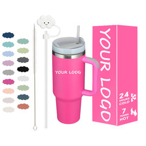 Mug de voyage isotherme sous vide en acier inoxydable 40 oz 2025 avec poignée et couvercle, sans BPA, anti-fuite, avec paille et logo personnalisé - Product Image 1
