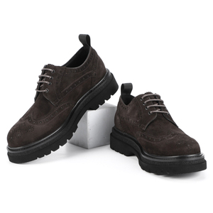 Scarpe Derby da Uomo in Pelle Scamosciata di Alta Qualità, Traspiranti, per Ufficio e Business, Colore Caffè - Product Image 1
