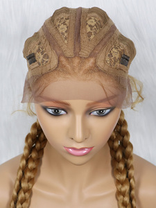 Peluca Frontal de encaje con <span class=keywords><strong>trenzas</strong></span> de caja corta, peluca sintética africana de 4 <span class=keywords><strong>trenzas</strong></span> con pelo de bebé <span class=keywords><strong>para</strong></span> mujeres Afro de Francia, peluca trenzada de caja - Product Image 2