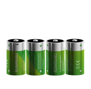 Bateria de lítio recarregável USB para tocha, bateria de íon de lítio de tamanho D de 1,5 V 3.6 V 11000mwh