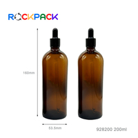 Botellas cuentagotas de aceite esencial para el cuidado de la piel decorativas de Color ámbar de vidrio de 200ml
