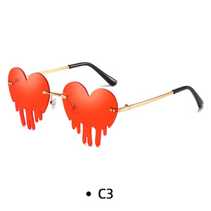 Lunettes de soleil originales en forme de larme pour hommes et femmes, lunettes de soleil colorées sans monture pour fête, festival, plage - Product Image 1