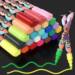 Marqueurs pour vitres de voiture non toxiques en vrac pour enfants, stylos de tableau noir DIY effaçables à l'eau, marqueurs de fenêtre à pointe en fibre réversible à la craie blanche - Product Image 1