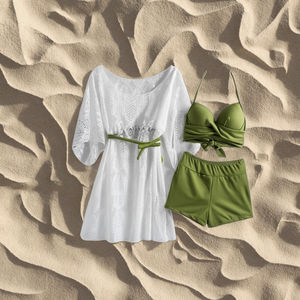 Bán Buôn Phụ Nữ Của 3-Mảnh Bảo Thủ Đồ Bơi Rắn Cover-up Kem Chống Nắng Spa Bơi Tóm Tắt Với Áo - Product Image 1