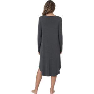 Camisón de viscosa de bambú para mujer, manga larga, cuello en V, ropa de dormir, largo por debajo de la rodilla, vestido de pijama. - Product Image 3