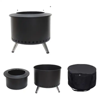 Brasero rond en acier inoxydable moderne sans fumée, pour brûler du bois, portable pour le camping, extérieur et intérieur