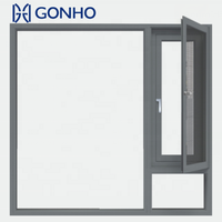 Fenêtre à battant Gonho K-02 en alliage d'aluminium moderne, résistante aux ouragans/au vent, insonorisée, double vitrage trempé, quincaillerie allemande